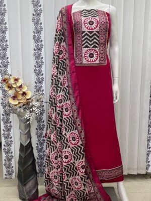 GEORGETTE CHURIDAR MATERIAL WITH SILK DUPPATTA